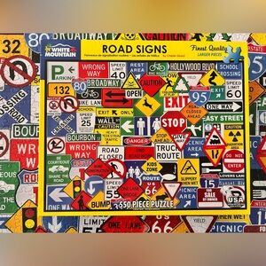 White Mountain Puzzle 550 Large Piece Road Signs #1149 Complete
